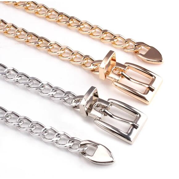 Gold or Silver Chainlink Belt Trendy Versatile Adjustable Glam Boho NWT - Picture 1 of 7